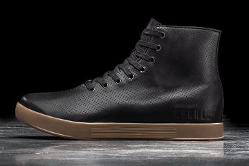 Men's Nobull High-Top Dark Gum Leather Trainers Black | SG O2360K